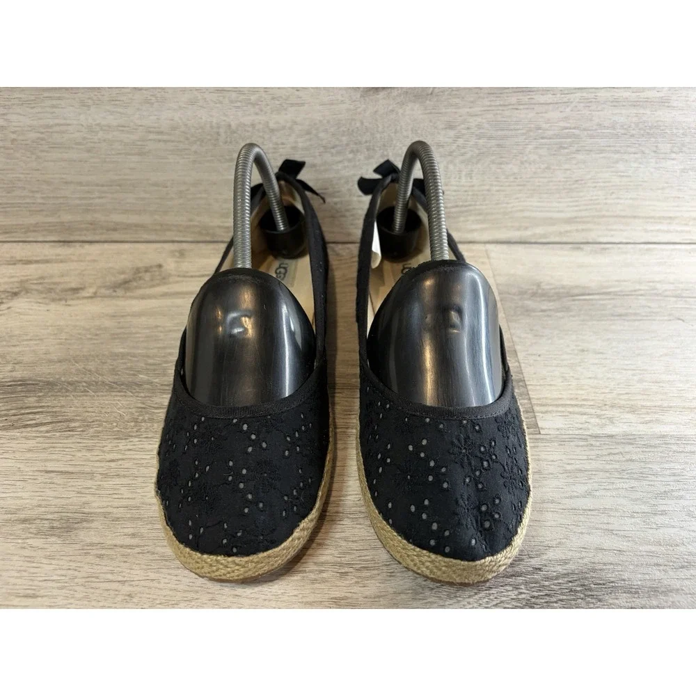 UGG Tassy Eyelet Black Comfortable Casual Flat Shoes 1004022K Youth Size 6
